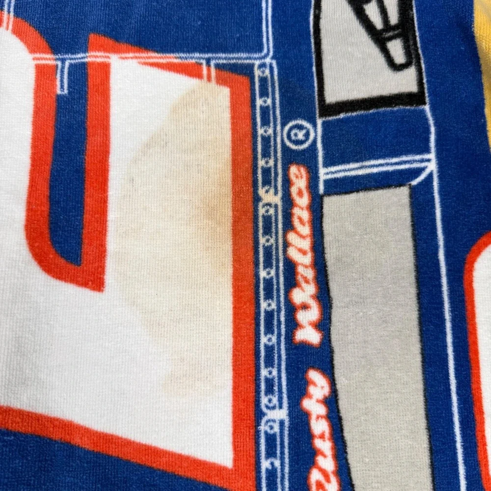 Vintage Rusty Wallace Miller Lite Dodge 2 NASCAR Beach Towel Blue Yellow 56x28
